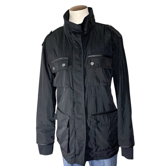 AVEC Les Filles Black Jacket Military Cargo Style Water Repellent Utility Jacket - Picture 1 of 14